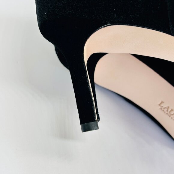 Lauren Ralph Lauren Lizie Velvet Ankle Boot Size 11B Suede Leather Black - Picture 14 of 16